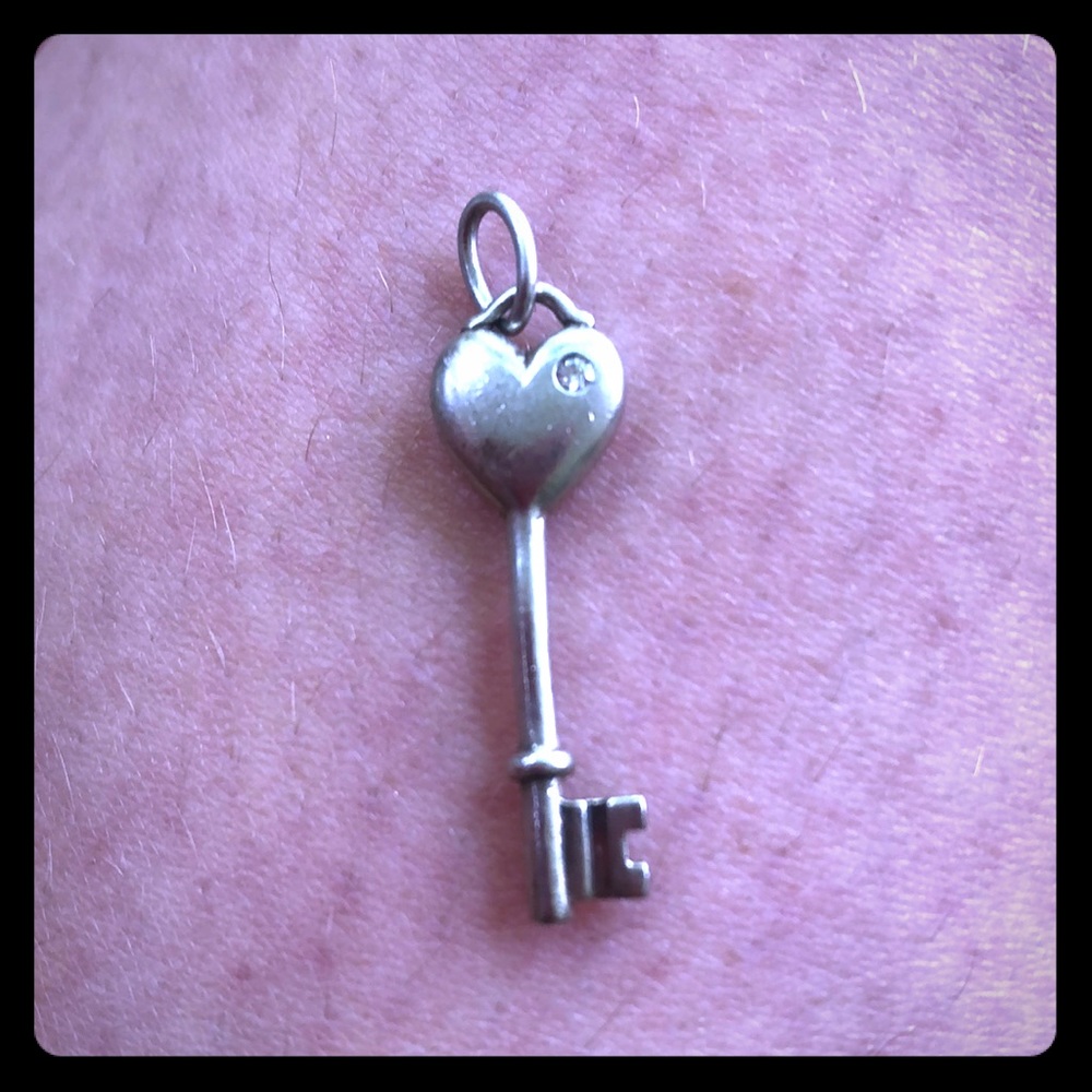 Tiffany & Co silver heart key pendant w/ diamond